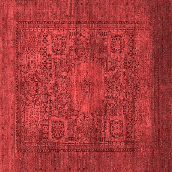 Ahgly Company Machine Washable Indoor Square Abstract Red Modern Area Rugs, 6' Square