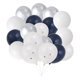 thumbnail image 1 of Globos de látex únicos para fiestas con cinta, globos de helio redondos de 10 pulgadas para decoración de bodas, graduaciones y cumpleaños, 20 piezas en azul profundo, blanco y plateado., 1 of 6