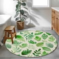 thumbnail image 4 of Green Leaves Round Rug 3ft Washable Circle Entryway Rugs Non Slip Spring Plants Rustic Vintage Botanical Area Rug Indoor Floor Carpet for Bedroom Kitchen Living Room Home Office Dining Room Nursery, 4 of 8
