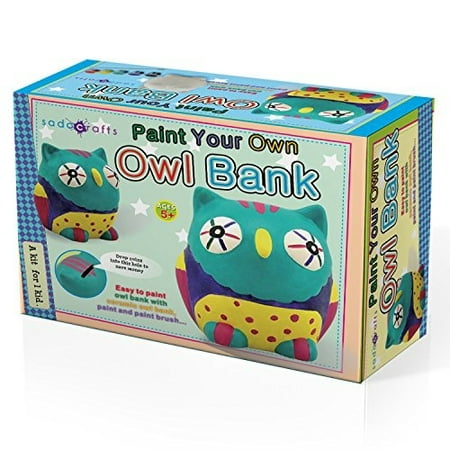 SadoCrafts Paint Your Own Bank - Fun Interactive Educational DIY Ceramic Owl Bank Craft Kit For