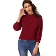 thumbnail image 1 of Blusa Casual de Manga abullonada para Mujer con Abertura en la Espalda Borgoña profunda G Borgoña profunda G Xishao ropa, 1 of 2