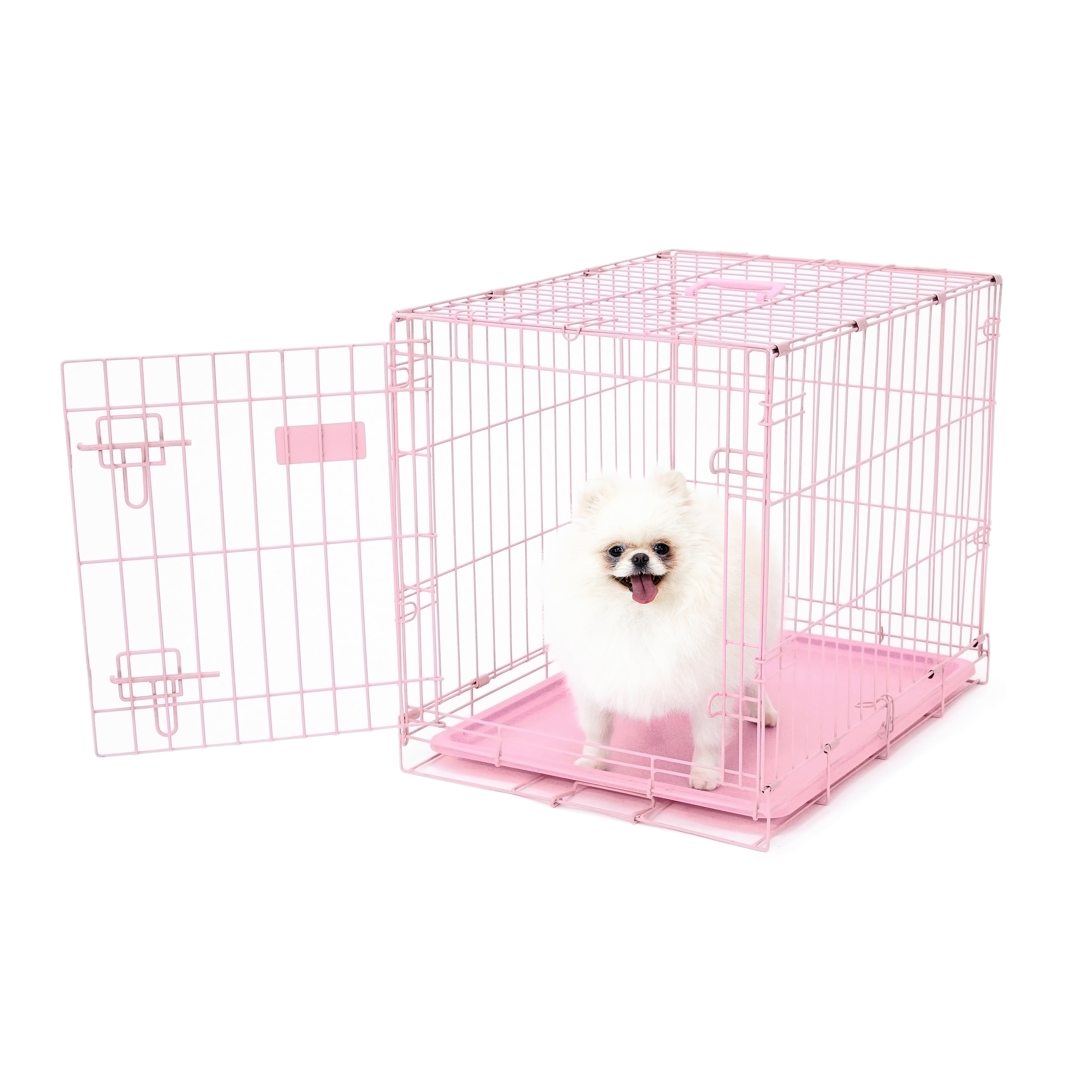 Carlson Pet Products Pink Secure and Foldable Single Door Metal Dog Crate for Small Breeds with Multi-Point Locking System, 24" L x 18" W x 20.5" H