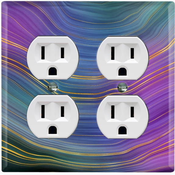 Metal Light Switch Plate Cover Image of Marble Purple Teal Swirl Galaxy MAR081