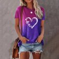 thumbnail image 3 of Camiseta de manga corta con cuello redondo y estampado de corazón y mariposa para mujer, ropa informal de primavera y verano, ropa de gran tamaño a la moda, 3 of 5