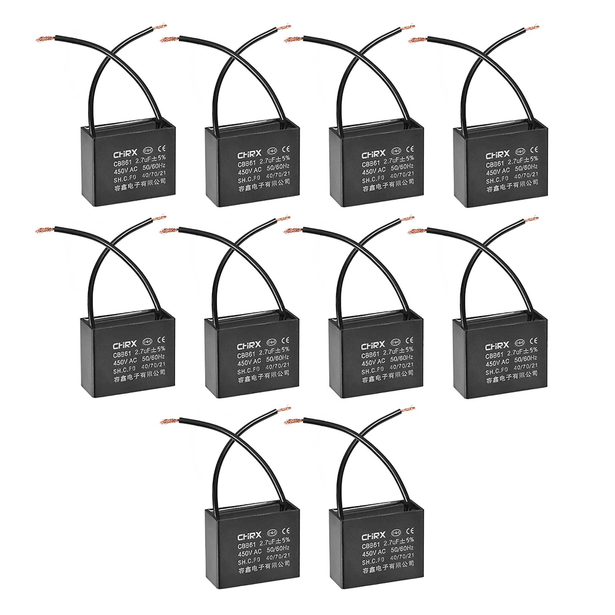 CBB61 Run Capacitor 450V AC 2.7uF 2wire Metallized Polypropylene Film