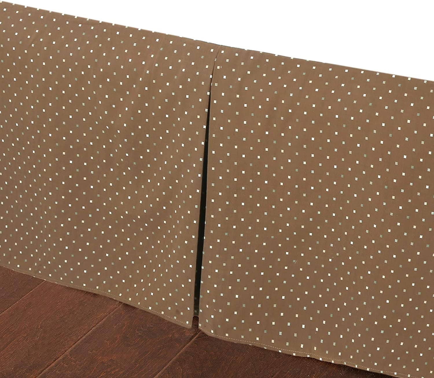 Cozy Line Home Fashions Pattered Polka Dot Brown Bed Skirt, Dust Ruffle with Split Corners, 16" Drop (King, Queen, Twin)