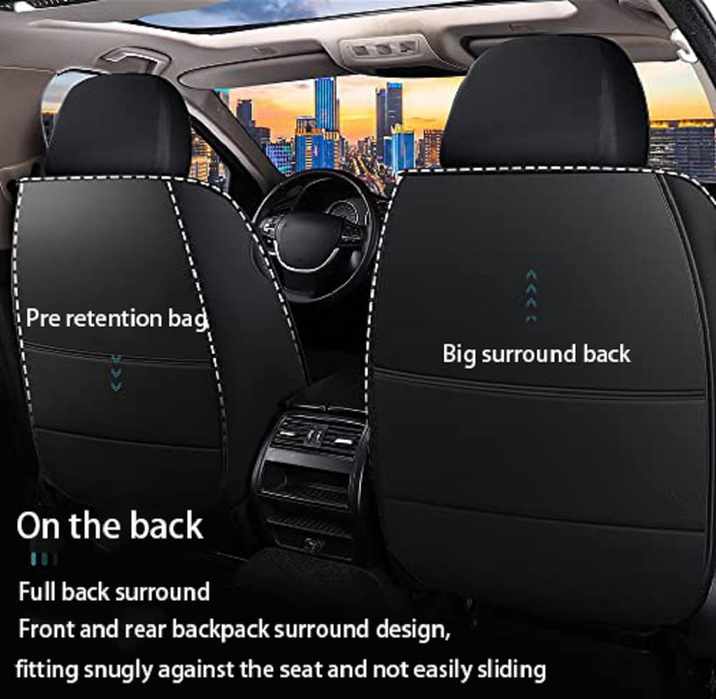 2 Pack Universal Fit Waterproof Faux Leather Car Seat Covers Set, Premium Protector for SUV and Truck in Black-Grey