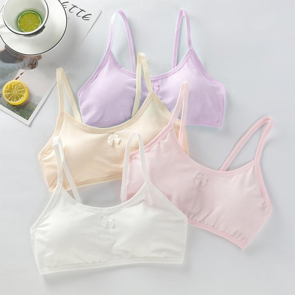 Training Bras for Girl's Seamless Bra Cotton Crop Bralette Camisole Pack of 4