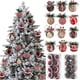 thumbnail image 4 of 4 piezas de 6 cm de tela envuelta en bolas de Navidad a cuadros rojos con bolas de espuma de bayas para colgar en el árbol de Navidad del hogar, Navidad, Año Nuevo 2023, 4 of 5