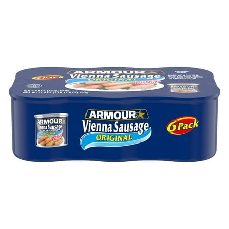 Armour Star Vienna Sausage, Original Flavor, 7g Protein Per Serving, 4.6 oz Can (Pack of 6)