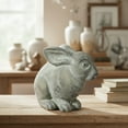 thumbnail image 3 of Urban Cement Sitting Rabbit Figurine with Combed Design Body Antique Finish Green, 3 of 8
