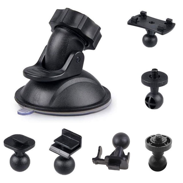 LNGOOR Ventouse de Voiture pour Support de Came de Tableau de Bord - Support d'Enregistreur Vidéo de Véhicule avec 6 Types d'Adaptateurs Rotation Différente Ventouse 5cm Forte Adhérence Noir