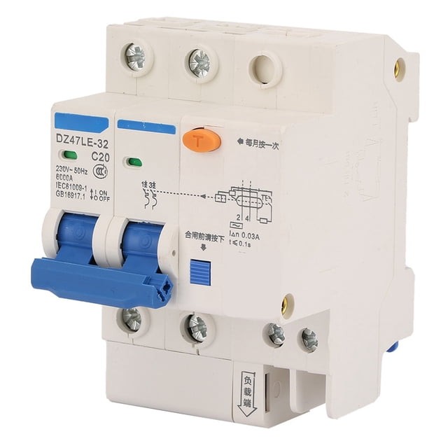 Disyuntor de corriente Residual RCCB miniatura DZ47LE 32 2P+2 C20 20A 230V VoborMX herramienta