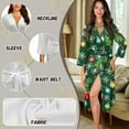 thumbnail image 6 of Yuyamidu Snowflake Womens Robes Comfy V-Neck Bathrobe Colorful Light Long Sleeve Gowns for Women Sleepwear Christmas Housecoat Sexy Pajama Nightgown Size 2XL, Green, 6 of 7