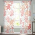 thumbnail image 4 of Sheer Curtains 63 Inches Long, Sea Turtle Nautical Coral Summer Beach Light Filtering Window Curtains for Living Room, Red Orange Coastal Rod Pocket Voile Sheer Curtain Drapes, 52"W x 63"L, 2 Panels, 4 of 9