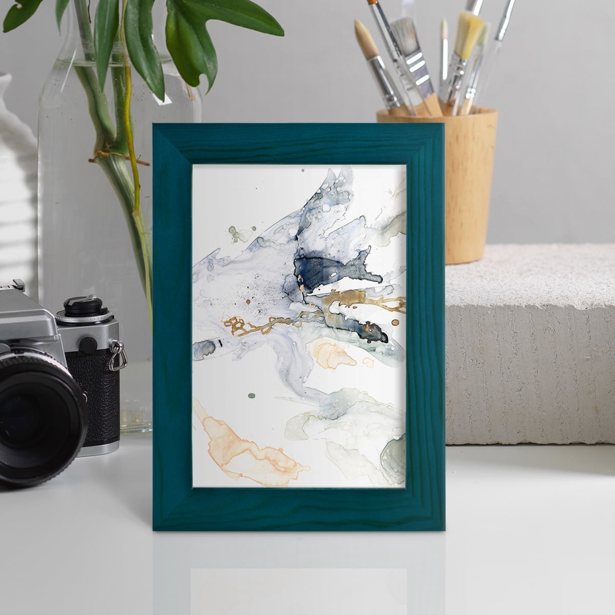 Organic Interlace II -Framed Print w/glass-Ocean Blue