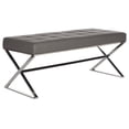 thumbnail image 2 of Safaiveh Micha Modern Glam X-Leg Upholstered Rectangular Bench, Grey/Chrome, 2 of 5