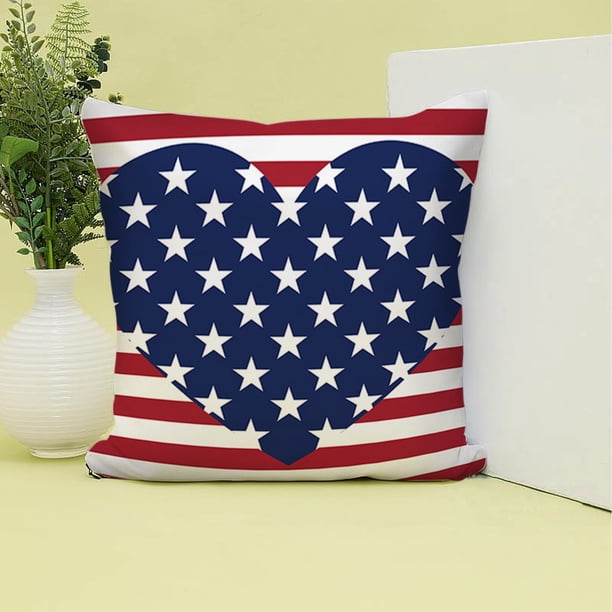 Funda de cojín patriótica del Día de la Independencia | Funda de cojín de lino para sofá y oficina con diseño de bandera | Cojín decorativo de 45 x 45 cm para decoración del hogar