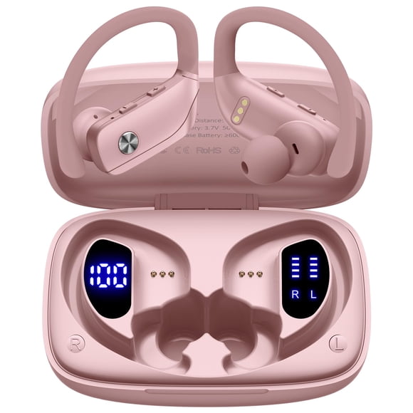 Auriculares inalámbricos bmani T16 Bluetooth con LED rosa