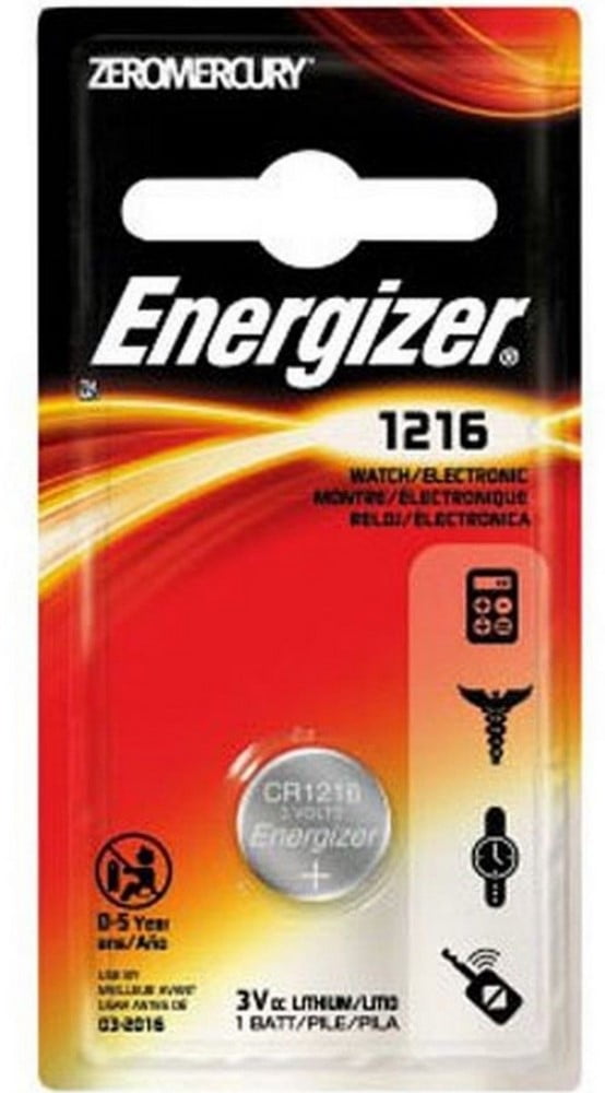 Energizer Watch/Electronic Battery 3 Volt 1216, 1 ea (Pack of 2