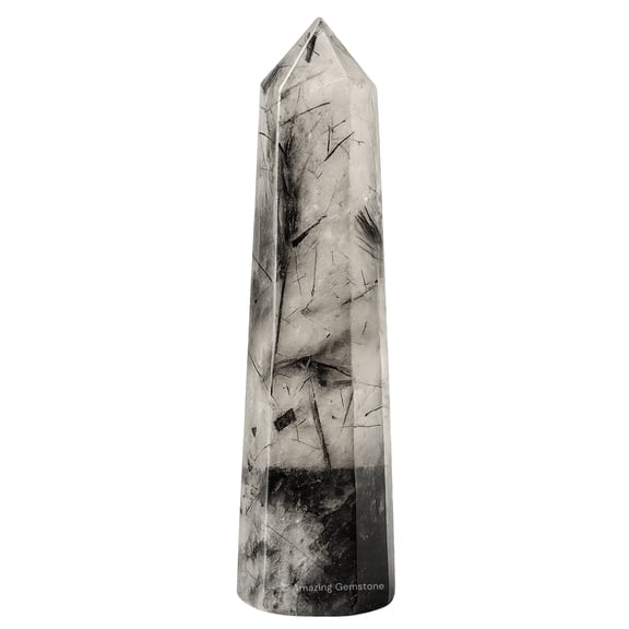 Black Rutilated Quartz Crystal Tower Obelisk Point (3" to 4" INCH)