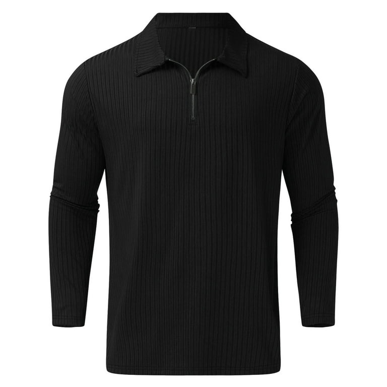 Hfyihgf Men's Fashion Polo Shirts Long Sleeve Zip V Neck Knit