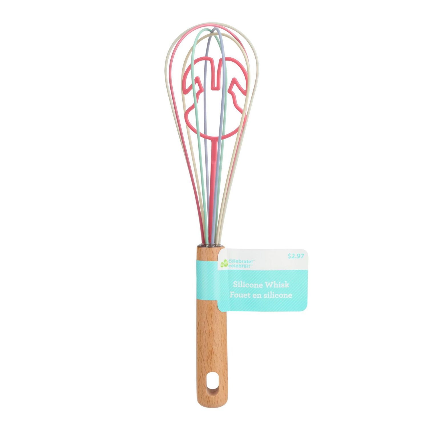 Way to Celebrate 11-inch Silicone Whisk, Bunny Rabbit Character, Pink