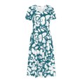 thumbnail image 4 of Puntoco Vestido De Manga Corta Con Cuello En V, Vestido Largo Con Cuello En V Y Cintura De Manga Corta Con Estampado De Posicionamiento De Moda Para Mujer Verde Xl, 4 of 6