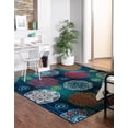 thumbnail image 3 of Unique Loom Aromi Azalea Rug Navy Blue/Ivory 7' 10" Square Botanical Transitional Perfect For Dining Room Living Room Bed Room, 3 of 3