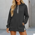 thumbnail image 2 of WAYUTE Sweatshirt for Women Long Sleeve Drawstring Side Split Hoodie Sweatshirt for Cozy Soft Lined Everyday Solid Color Pullover with Pockets Casual Daily Wear,Black,6XL, 2 of 4