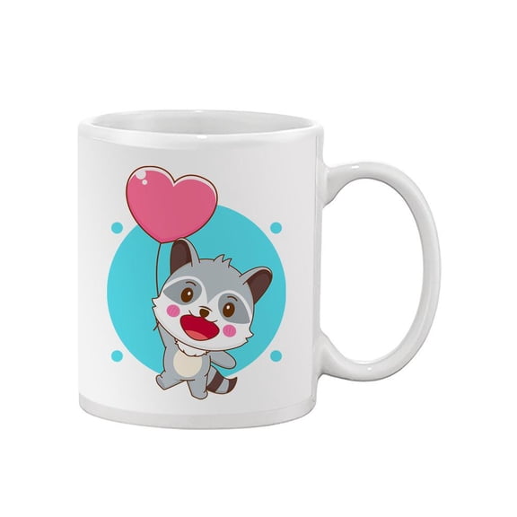 Raccoon With Heart Balloon Mug - Image by Shutterstock,