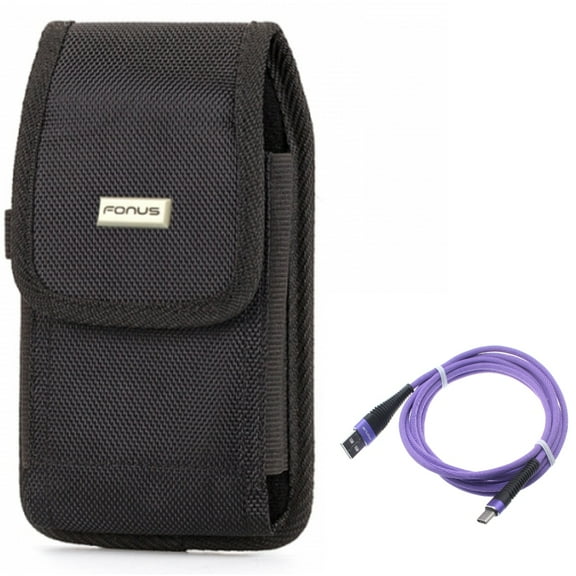 10ft USB-C Cable w Case Belt Clip for Samsung Galaxy S22 Ultra,S21,S21 Ultra,S21 Plus,Ultra S20 Plus,S20 Fan Edition,Fan FE 5G - Purple Type-C Charger Cord, Swivel Holster Rugged