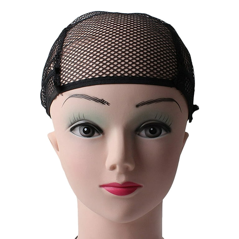 NUOLUX 2PC Fixed Net Wig Caps Mesh Head Cover for Making Wigs Hair Weaving  Stretch Adjustable Wig Net (Black)