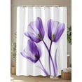thumbnail image 4 of Fsddascl Luxury Purple Tulip Shower Curtain Set - 66" x 72" Washable Bathtub Curtain with 12 Hooks, Watercolor Spring Rustic Floral Waterproof Fabric Stall Shower Curtains for Bathroom/Bathtub, 4 of 6