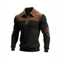 thumbnail image 2 of RongHuan Mens Pullover Quarter Zip Vintage Shirt Color Block Lapel Sweatshirts Long Sleeve Sport Tops, 2 of 6