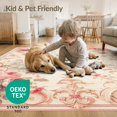 thumbnail image 4 of ODIKA 2'x3' Washable Samll Area Rug Non-Slip, Low Pile Pink Damask Vintage Motif Frame Border Tug Rig Girly Aesthetic for Entryway, Kitchen, Laundry Room, 4 of 7