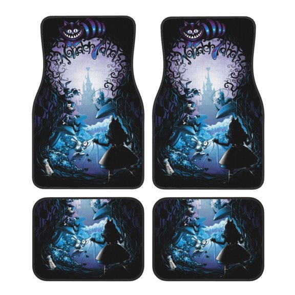Set of 4PCS Car Carpet Alice in Wonderland Protection Full Sets Universal Fit Car Floor Mats for SUV, Vans, Sedans, Trucks