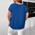 thumbnail image 3 of MORTTIC Women's Plus Size V-Neck Short Sleeve Casual T-Shirt with Criss Cross Strap Detail for Summer Blue，3XL, 3 of 4