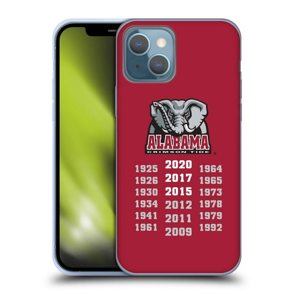 Head Case Designs Officially Licensed University Of Alabama UA Bama National Champions 18 Football Titles Soft Gel Case Compatible with Apple iPhone 13