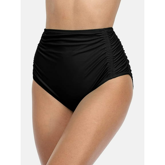 Alove Women's High Waisted Tummy Control Bikini Bottoms Ruched Sexy Swimsuit Bottoms