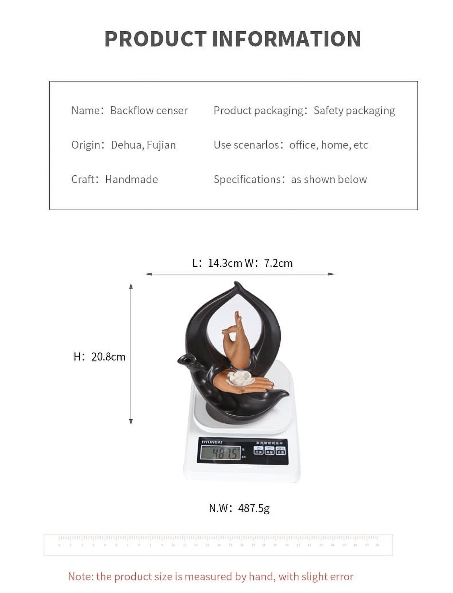 Creative Buddha Hand Incense Smoked Burner,High Mountain Flowing Water Backflow Incense Holder for Yoga Meditation Relaxation Office Gift (Buddha Hnad)
