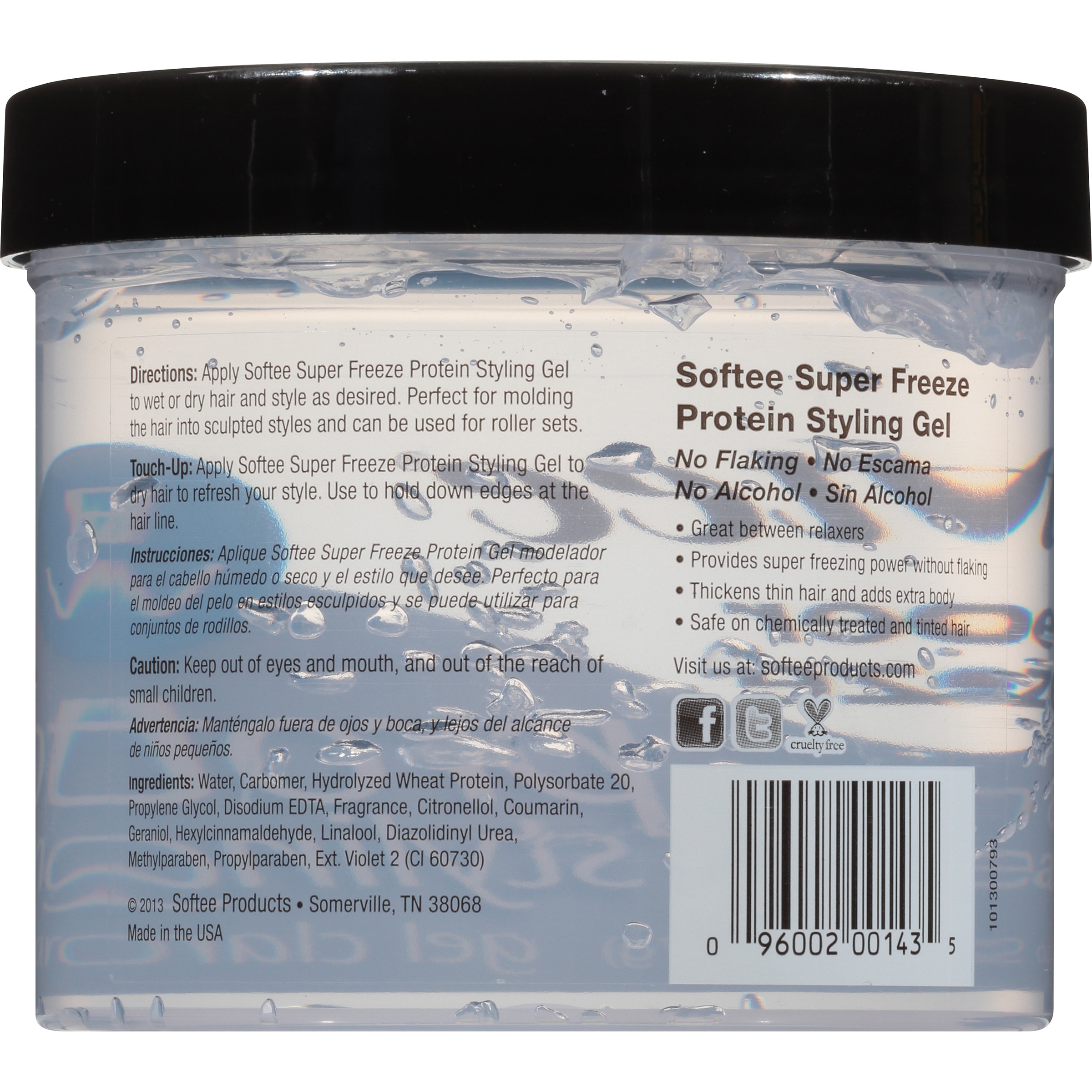 Softee Super Freeze Protein Styling Gel 32 oz. Jar, No Flake, Strengthens Hair,  Unisex - image 3 of 6