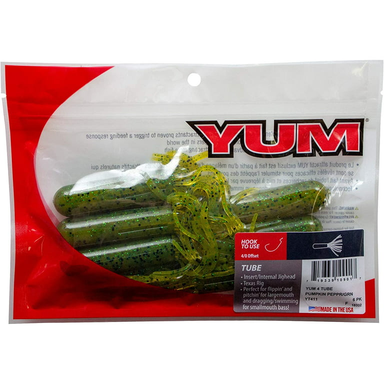 Yum Lures YUM Tube Pumpkin Pepper/Green 4 Fishing Bait YT411