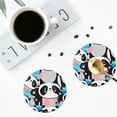 thumbnail image 5 of Balery 6 Pcs Panda Cute Pink Heartsleather Coasters Set, Drink Table Cup Coasters For Living Room Kitchen Coffee Decor, 5 of 9