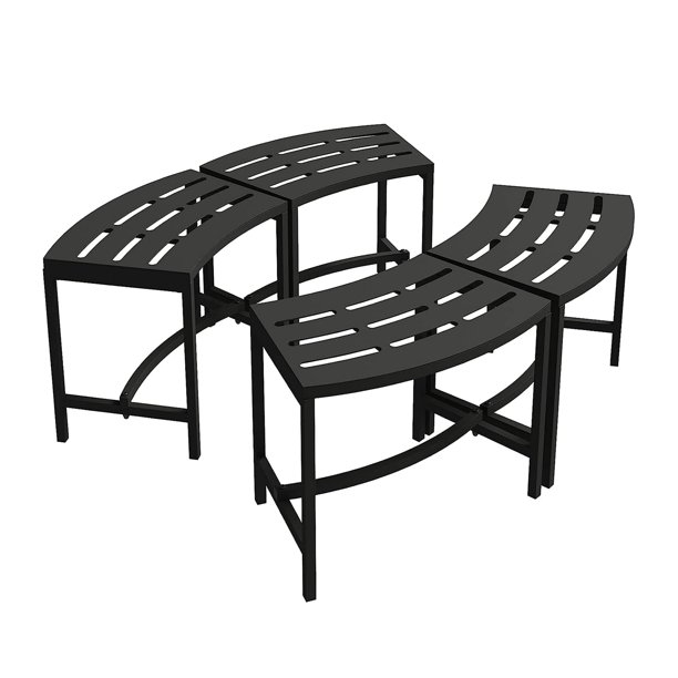 Outdoor Fire Pit Bench Set of 4, Metal Curved Fire Pit Seating Backless