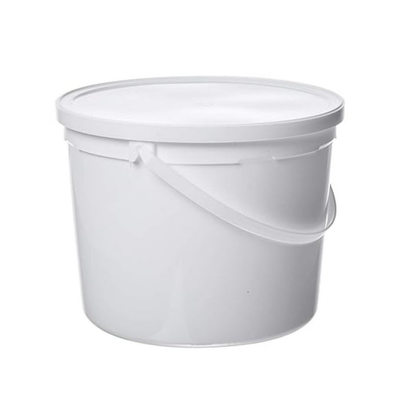 5 Quart White Pails with Handles - 10 Piece HDPE Buckets with Lids - Food Grade Dishwasher Safe Containers for Industrial & Home Use