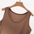 thumbnail image 4 of Wyobmus Women Linen Tank Tops Wide Strap Round Neck Cotton Tops Loose Soft Camisole Basic Shirts Brown, 4 of 6