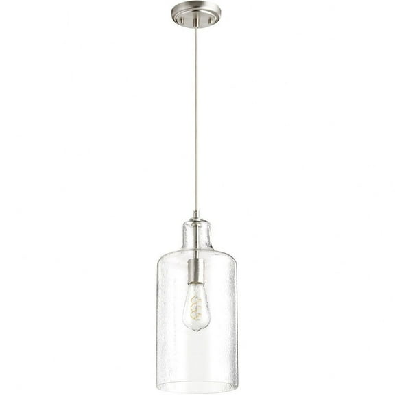 8141-65 Quorum Lighting 1 Light Pendant in Transitional style - 7 inches wide by 16 inches high-Satin Nickel Finish    -Traditional Installation