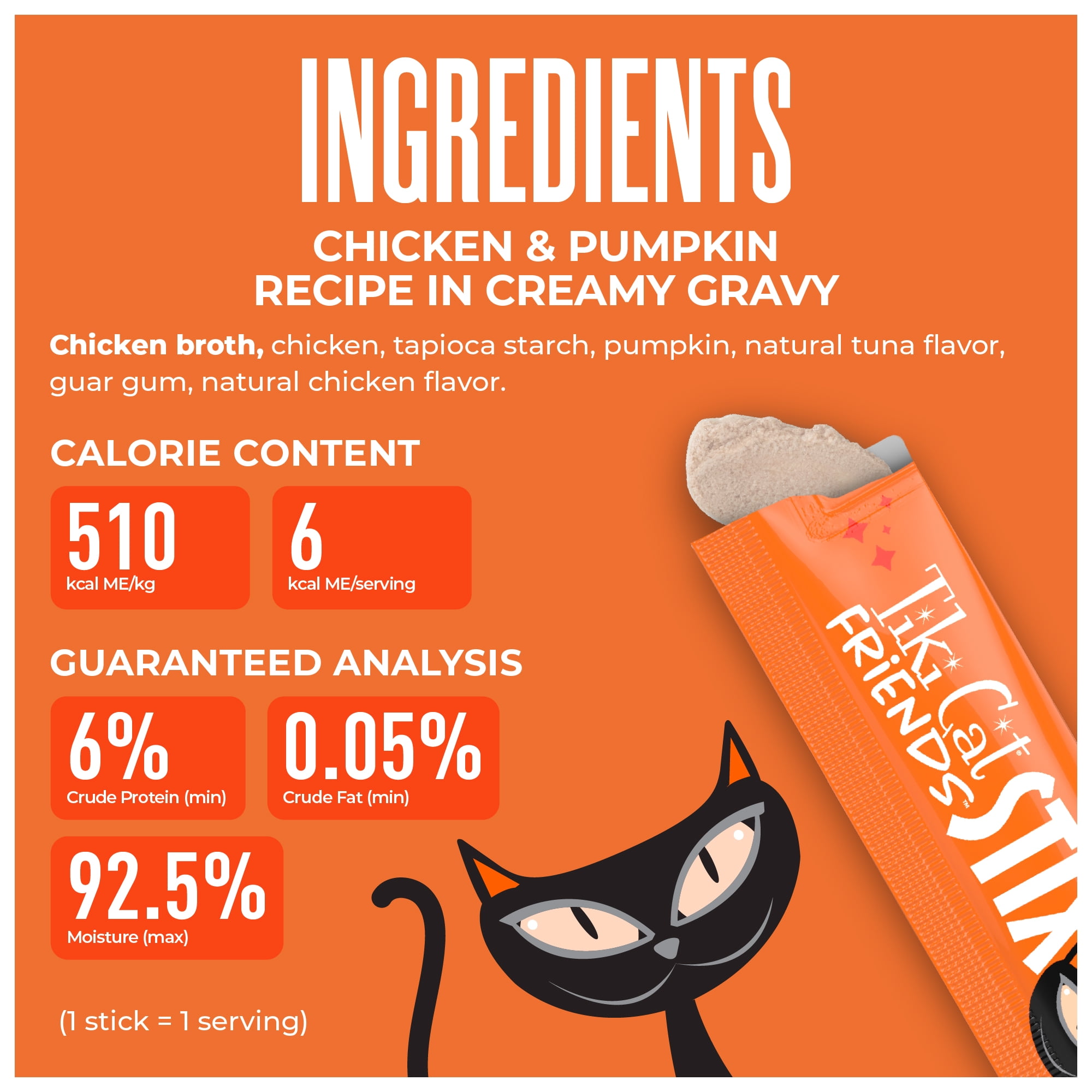 (4 pack) Tiki Cat Friends Stix Chicken & Pumpkin Flavor, 1.6 oz. Pouch