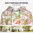thumbnail image 4 of Fotbe Tropical Flamingo Pineapple Pattern Womens Long Sleeve Hoodie, Pullover Hooded Sweatshirt, Kangaroo Pocket Hoodie with Eye-catching Drawstrings-XX-Large, 4 of 7